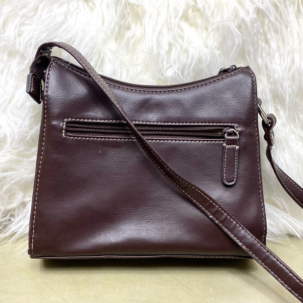 Vintage First Issue Liz Claiborne Vegan Brown Leather Compact Shoulder HandBag - Picture 4 of 16